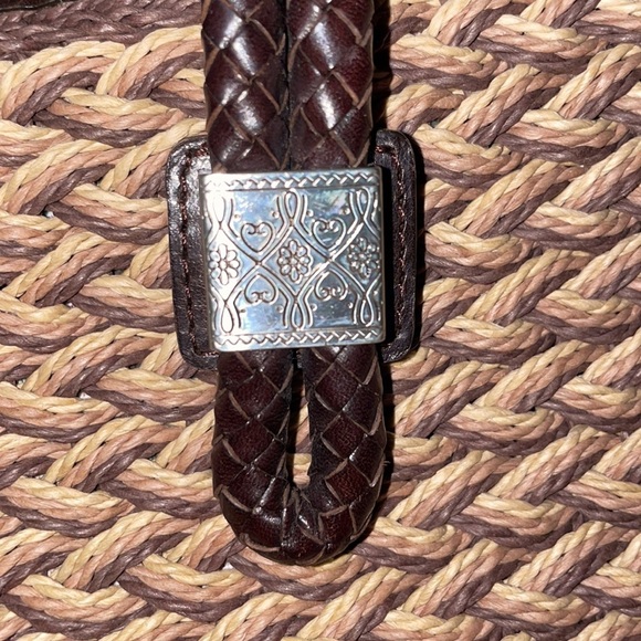 Brighton Woven Crossbody straw wicker leather paisley charm rope braid snap bag - Picture 5 of 12